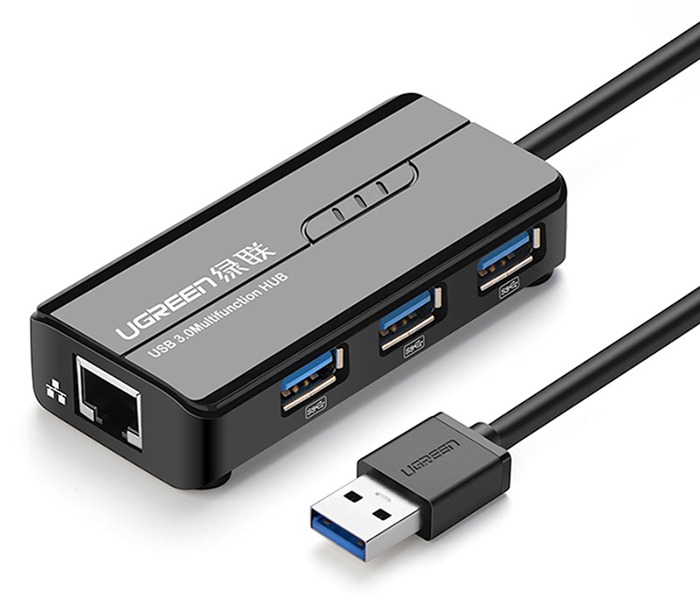(HUB) Bộ chia 1 USB ra 3 cổng USB 3.0 tích hợp cổng LAN 10/100 /1000Mbps Ugreen 20265